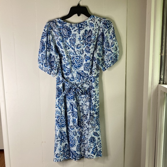 Velvet by graham Spence SHANII silk floral mini dress Batik blue print NWOT XS - Picture 8 of 16